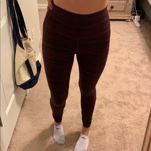 Maroon and navy striped lulu lemon leggings